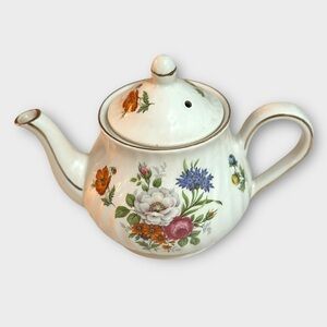 TEAPOT Arthur Wood & Son Vintage 5.5" T Soft Swirl Floral Pattern Gold Trim (A2)